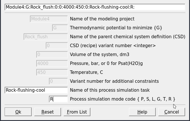 Input window the create a record for the flushing model.