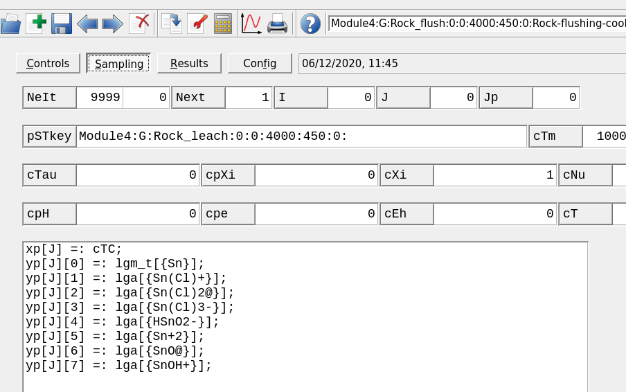 Sampling tab show the script window. Make sure to enter cTC for temperature.