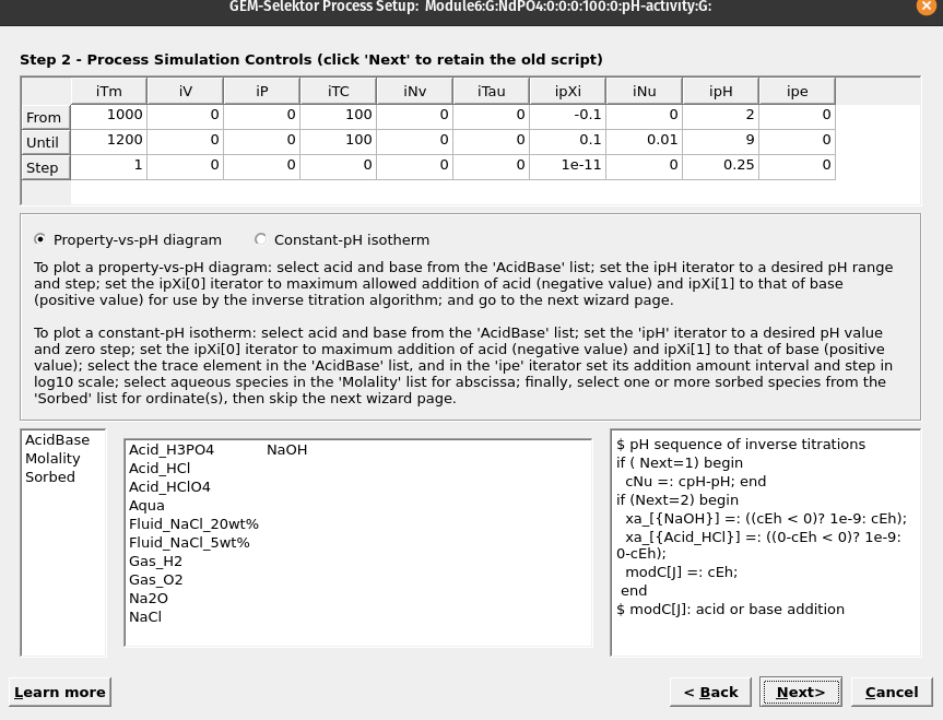 In this wizard step we select the properties of the model.